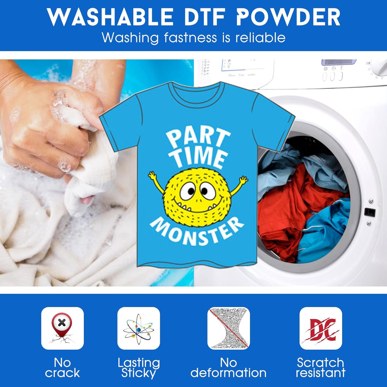 Yamation DTF Powder Adhesive White 35.2OZ/ 2.2Lb DTF Transfer Powder Hot Melt Adhesive Applies to All DTF Transfer Printers for Digital Prints on T-Shirts Textile DTF Supply with DTF PET Film and Ink image number 3