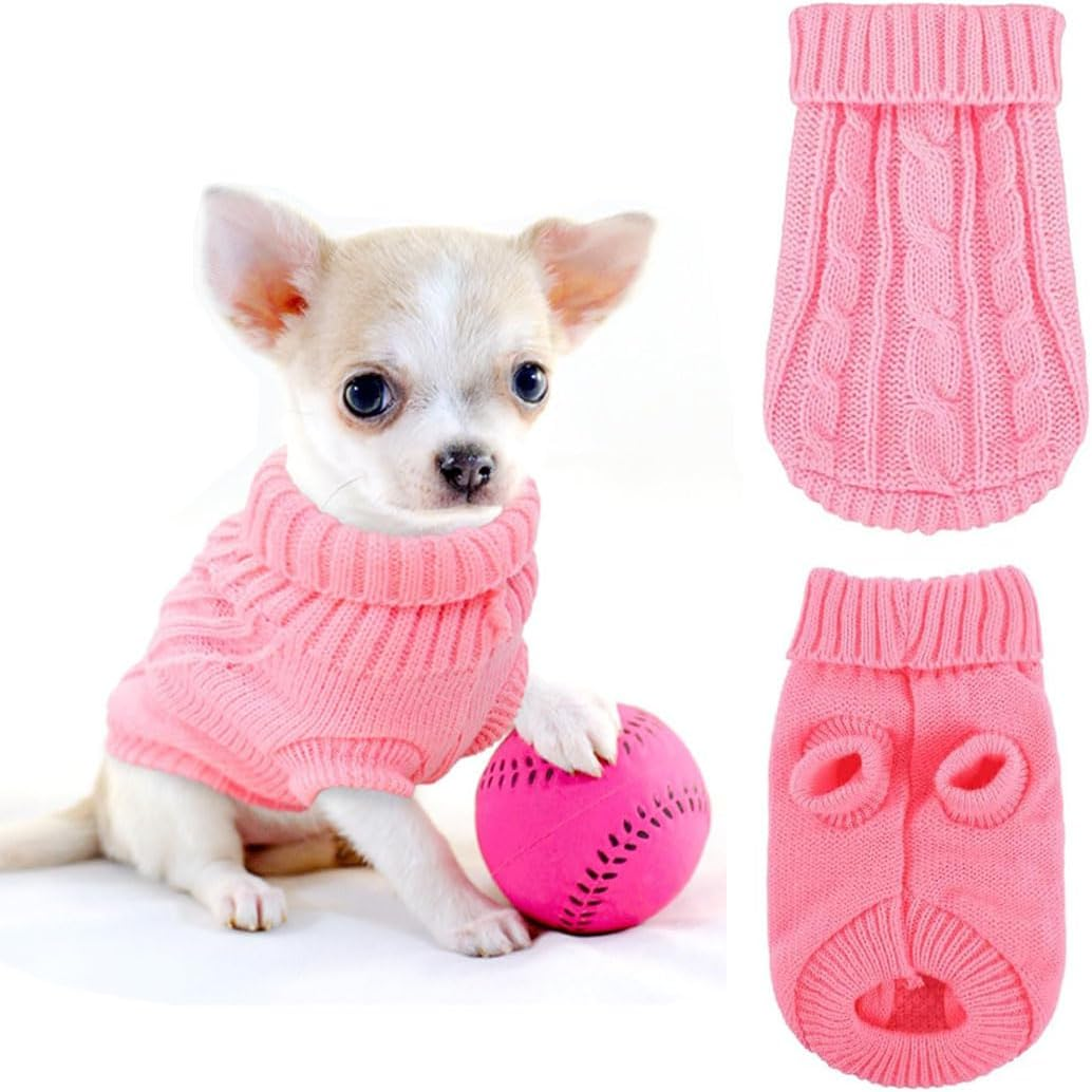 Idopick Knitted Dog Sweater for Small Medium Large Dogs, Cat Dog Winter Coat Warm Sweartershirts Outfits, Classic Pet Clothes Soft for Puppy Cats (S)