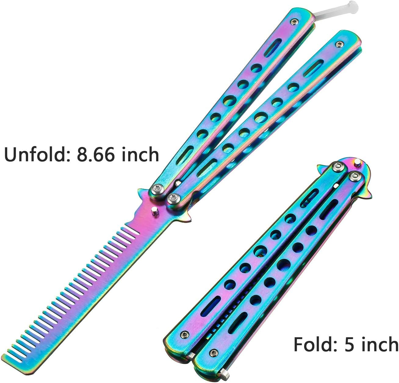 2 Pieces Combs Stainless Steel Folding Practice Combs Hair Styling Tools for Sport Outdoor Use (Colorful) - Blue image number 5