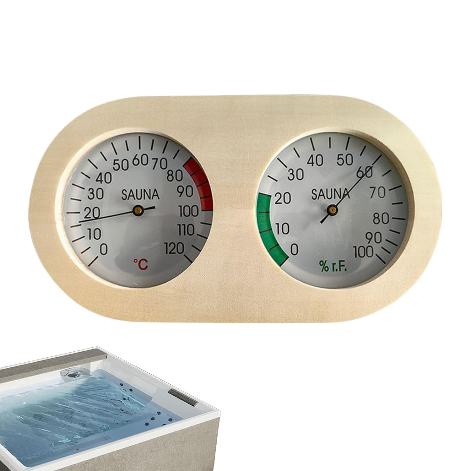Humidity Temperature Meter,Sauna House Temperature Humidity Monitor | Accurate Portable Wood Gauge for Kitchen Bedroom Porch Apartment Basement House Garden Home Nursery Bathroom Living Room image number 1