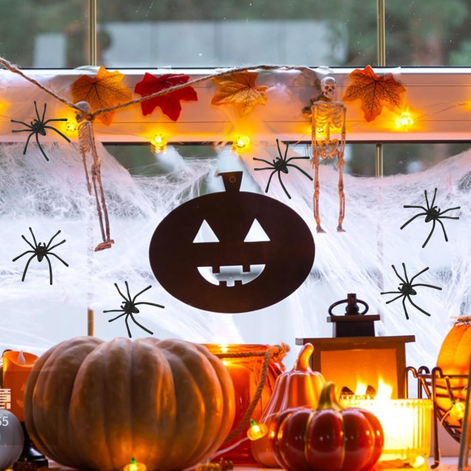 Large Halloween Spider Web Decorations - 50 Fake Spiders Included, Super Stretchy Cobwebs for Indoor & Outdoor Halloween Party Supplies