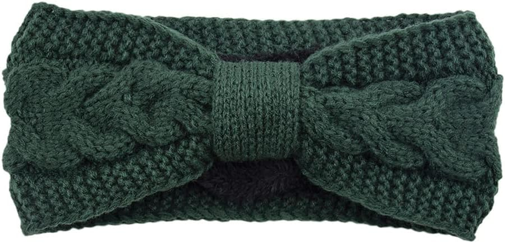 Whakano Winter Vintage Headband Braided Headbands Knitted Thickening Ear Warmers Elastic Wide Fashion Headband for Everyday Sports Yoga for Women and Girls, Dark Green