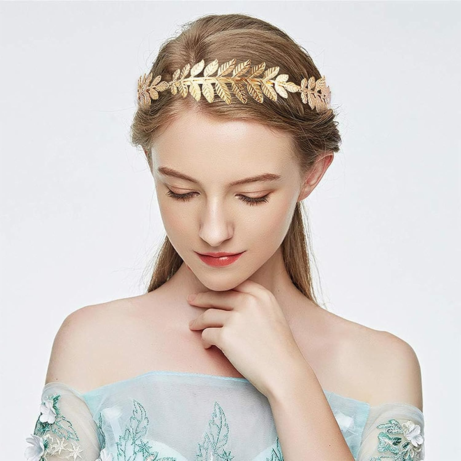 Dinghaole 2 Pcs Roman Leaf Crown, Roman Style Tiara, Boho Headpiece Hairband, Gold Silver Leaf Band Crown of Leaves, Bridal Costume Accessories for Women Girls Fashion Party Decoration image number 4