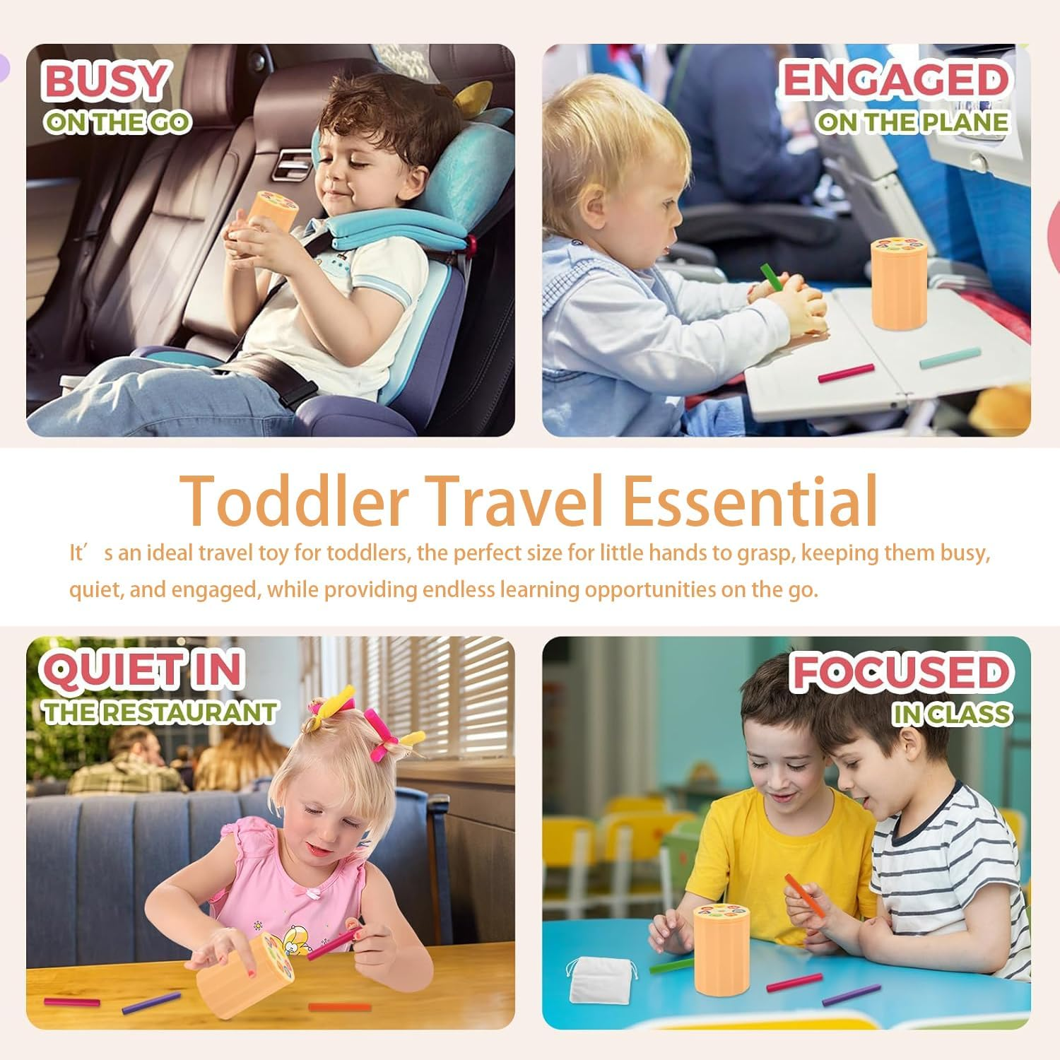 Shape & Color Sorting Montessori Toys for Toddlers, Soft Silicone Sensory Toys, Preschool Learning Activities Matching Game, Educational Toy for Fine Motor Skills (Color) image number 2