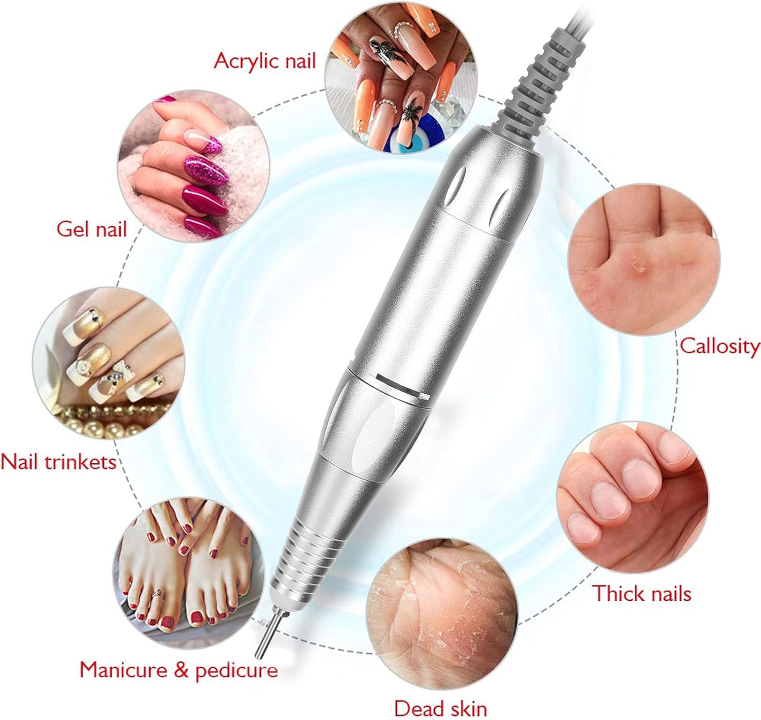 Electric Nail Drill Pen Machine Part - Aluminum Alloy Polisher Grinder Handle Replacement - Portable Manicure Pedicure Nail Art Tool