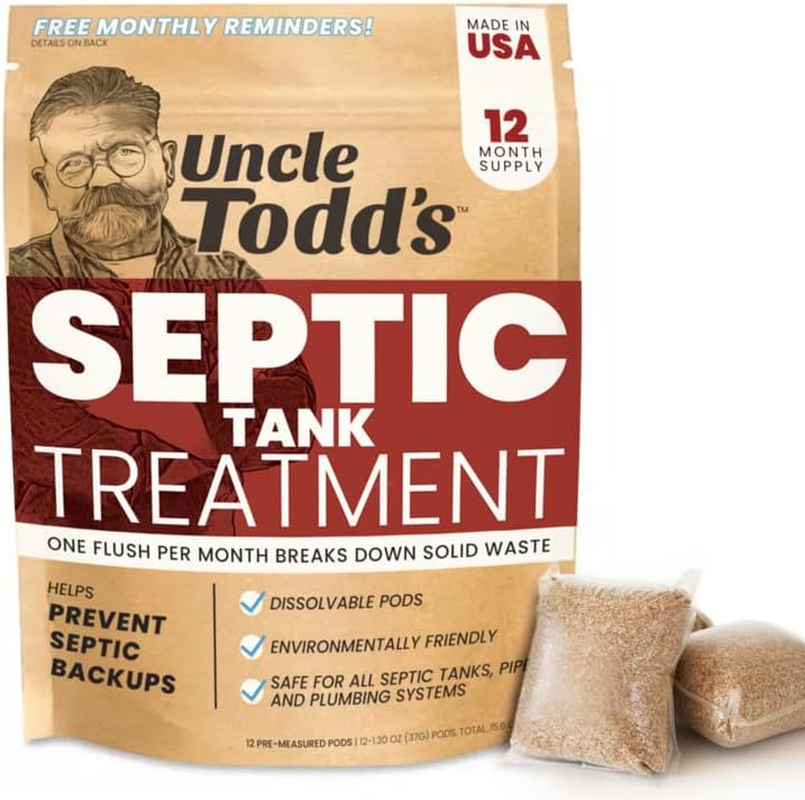 Uncle Todd'S Septic Pods - Septic Tank Treatment - 12 Count One Year Supply - One Flush per Month - Free SMS & Email Reminders - Planet-Friendly and Powerful Solution for Septic Systems image number 5