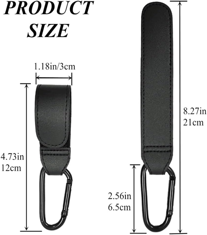 Custelen 2-Pack Universal Stroller Hooks | Adjustable Carabiner Clips for Bags - Carry up to 11 Lbs per Hook | Baby Essentials & Stroller Accessories (Brown) image number 4