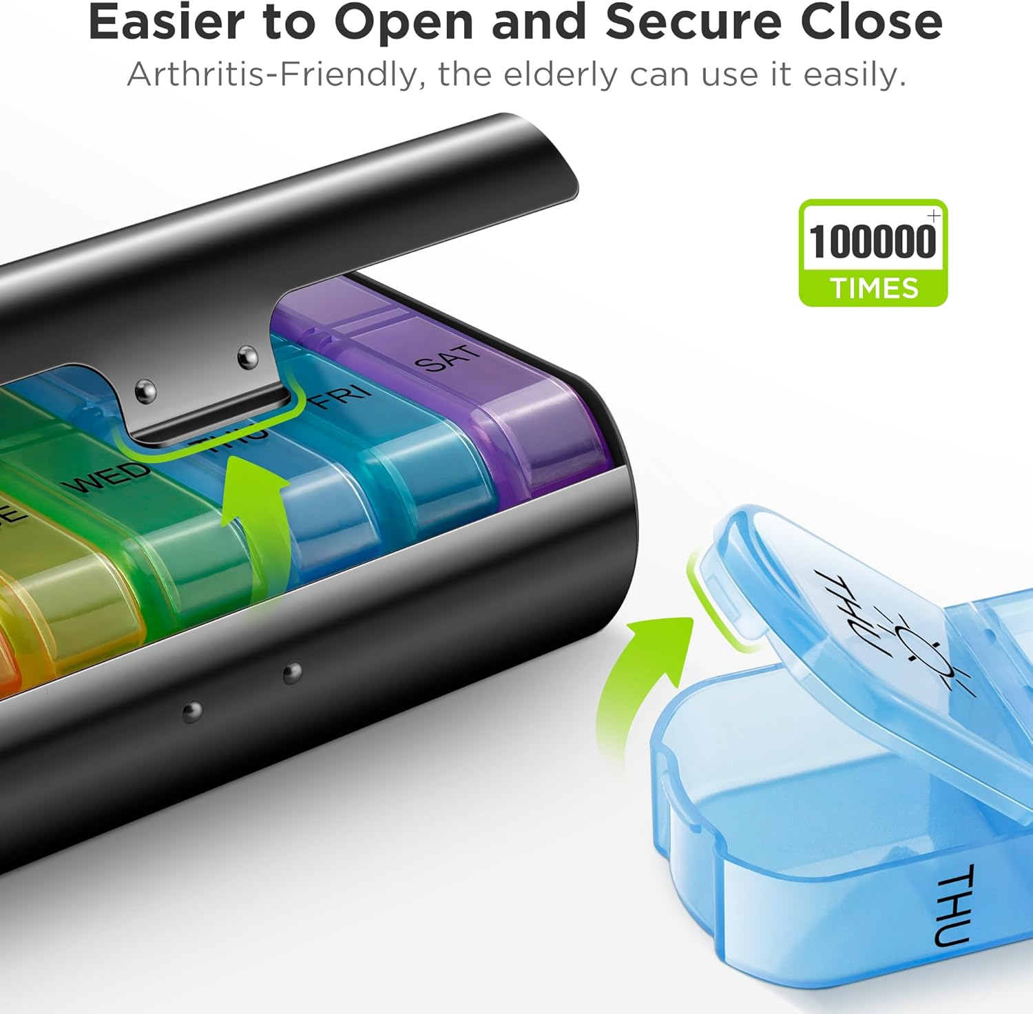 Zannaki Metal XL Weekly Pill Organizer 2 Times a Day, Large Travel Daily Pill Box 7 Day, Portable Week Twice Pill Holder Container, AM PM Pill Case for Medicine Vitamin Medication Supplement, Black - Pink image number 6