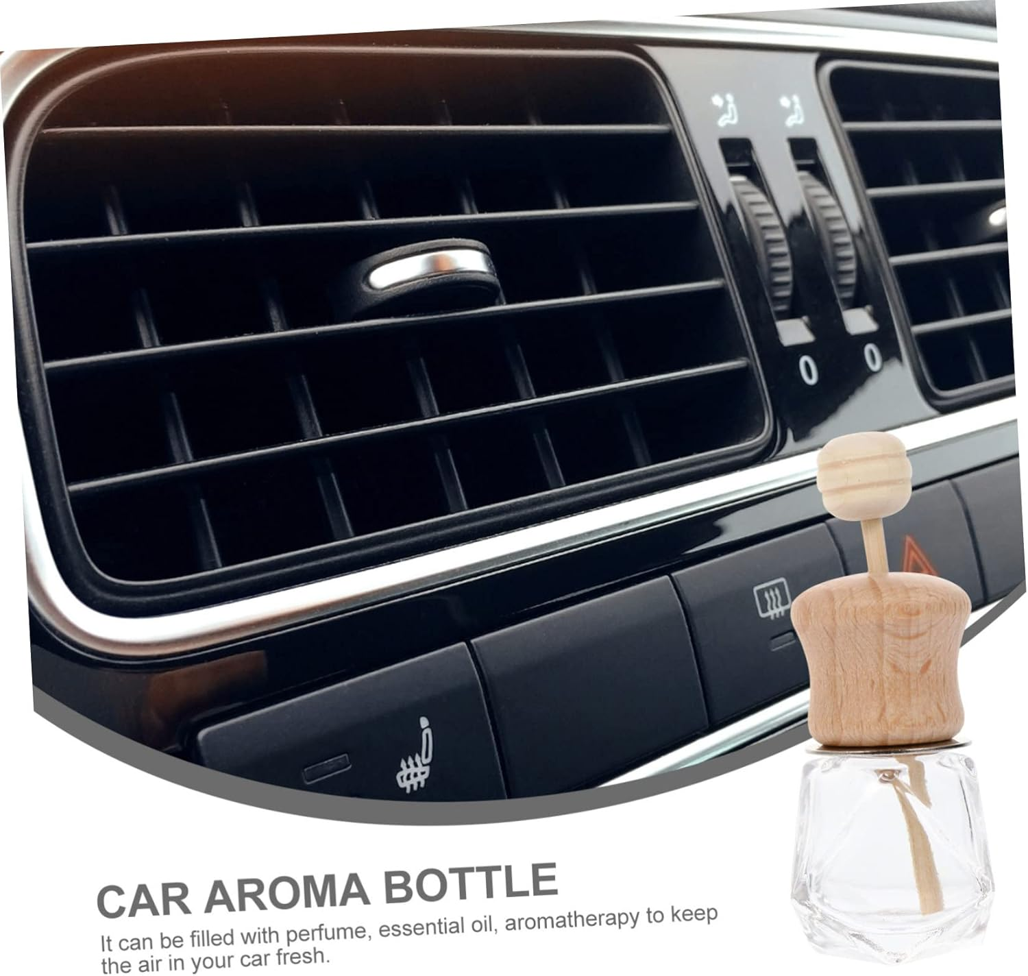 GARVALON 3Pcs Air Vent Essential Oil Bottle Car Perfume Diffuser Wooden Lid Fragrance Oil Glass Diffuser Bottles for Car Home image number 1