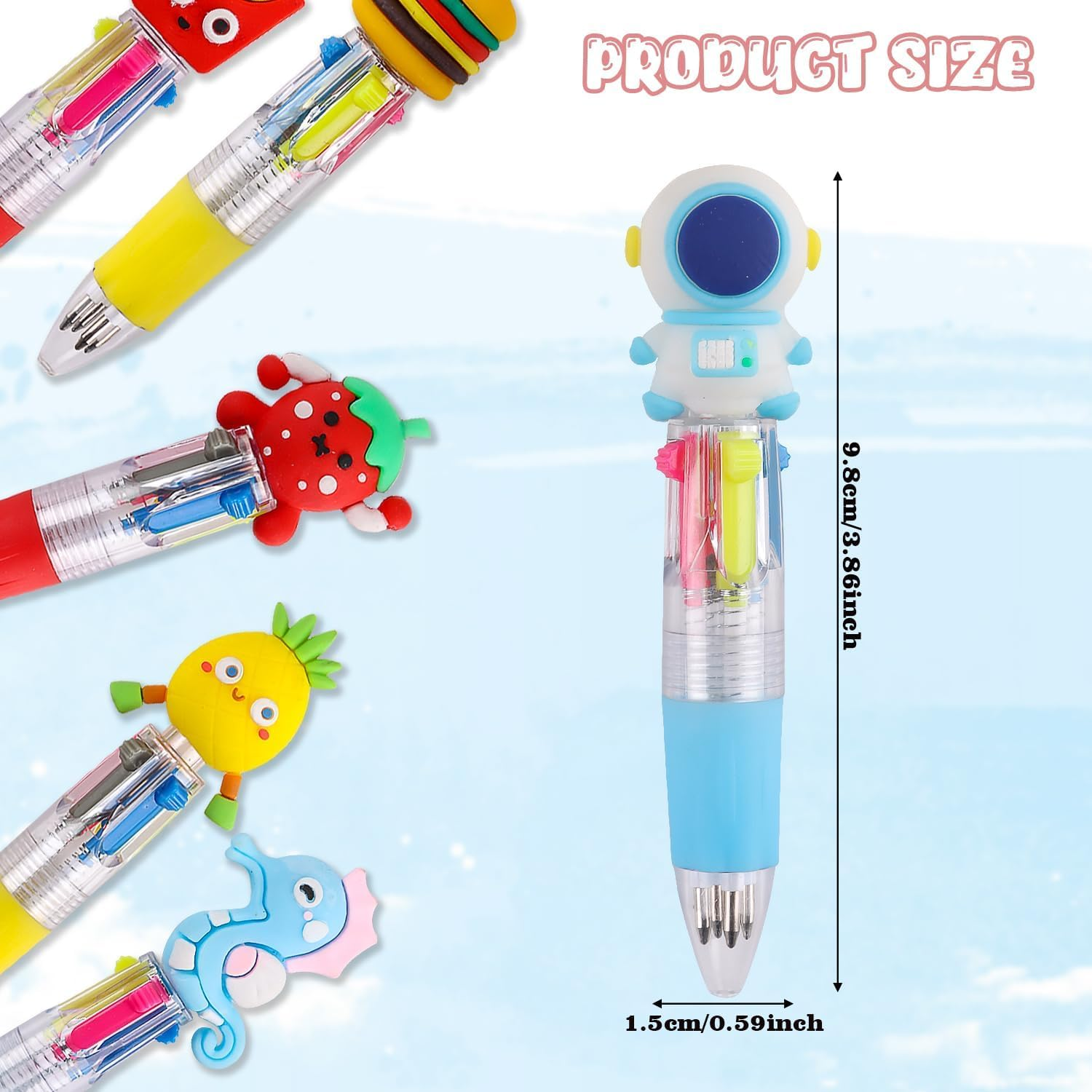 12 PCS Multi-Coloured Pens Set, Mini Retractable Fun Pens for Kids, Novelty Pens for Party Bag Fillers & School Class Gifts. image number 5