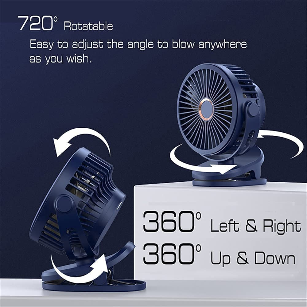 Portable Mini Clip on Fan, 10000Mah USB Rechargeable Battery Operated, Personal Small Desk Fan with 3 Speed & 270&deg; Rotate for Bedroom Home Room Stroller Table Camping image number 4
