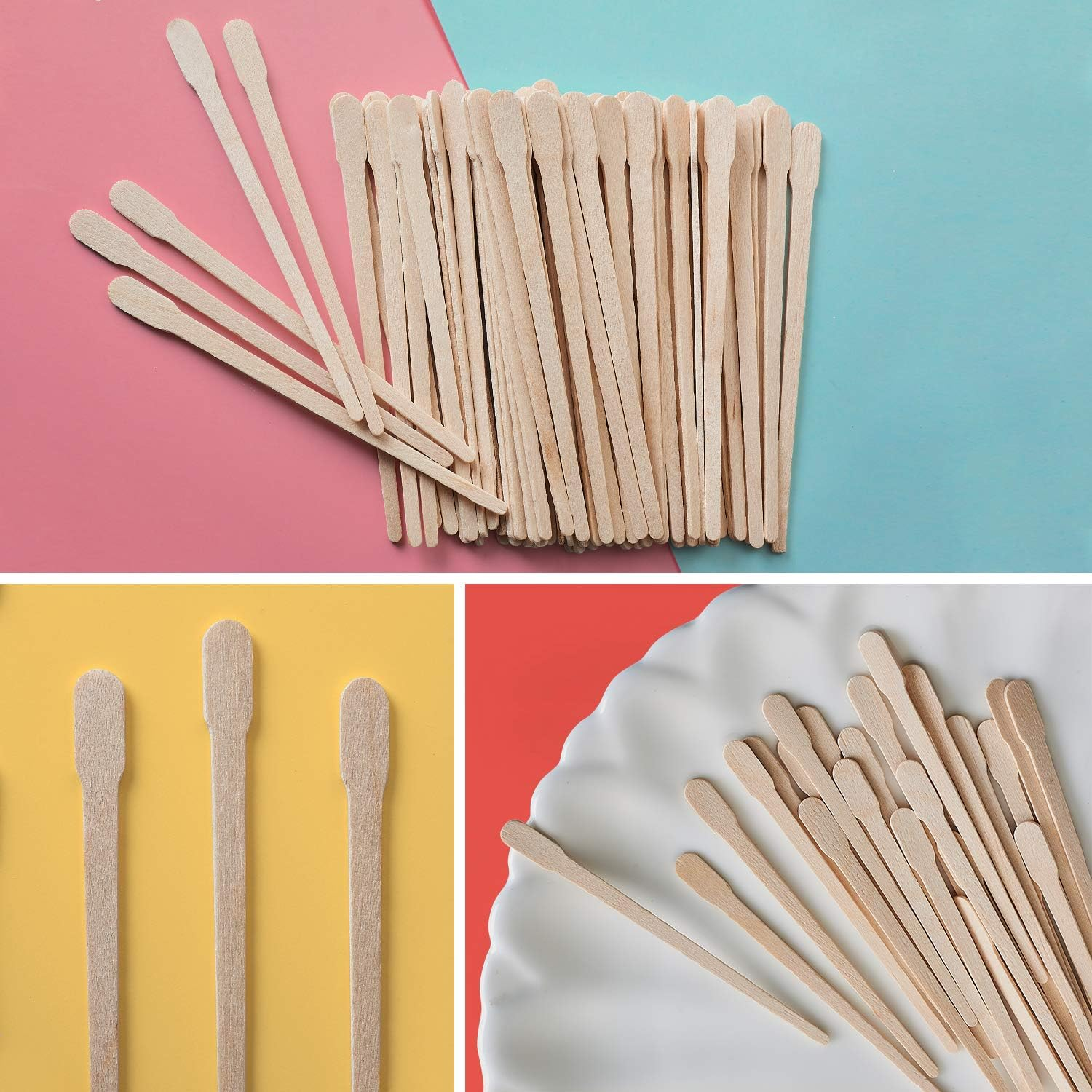 Mibly 200 Pcs Wooden Wax Sticks - Eyebrow, Lip, Nose Small Waxing Applicator Sticks for Hair Removal and Smooth Skin - Spa and Home Usage image number 2