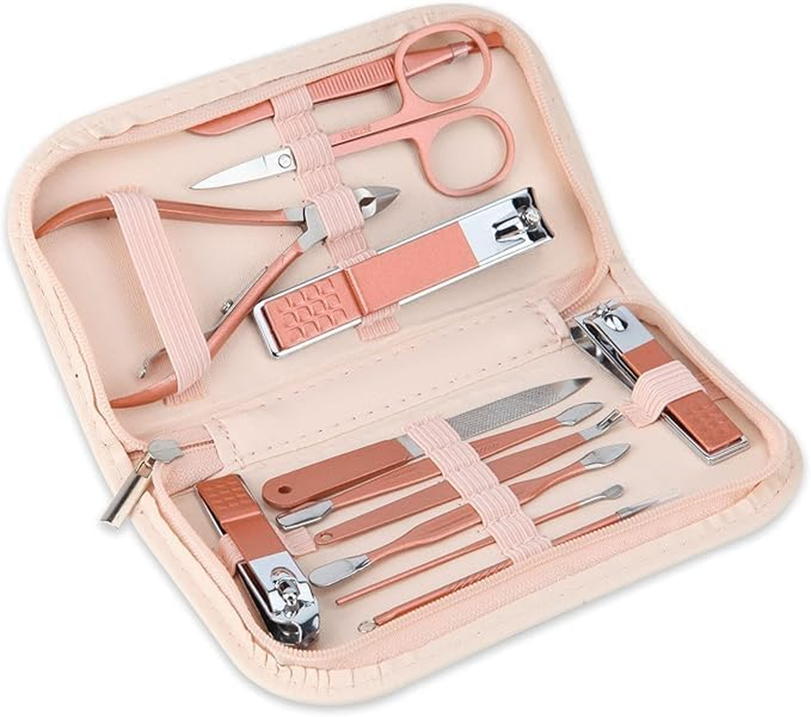 Miners2000 Nail Clippers and Beauty Tool Portable Set, Rose Gold Martensitic Stainless Steel Manicure Set 12 in 1, with Pink Leather Bag, Suitable for Home, Workplace, Outdoor Travel, Gift Giving, Beauty Salon image number 6