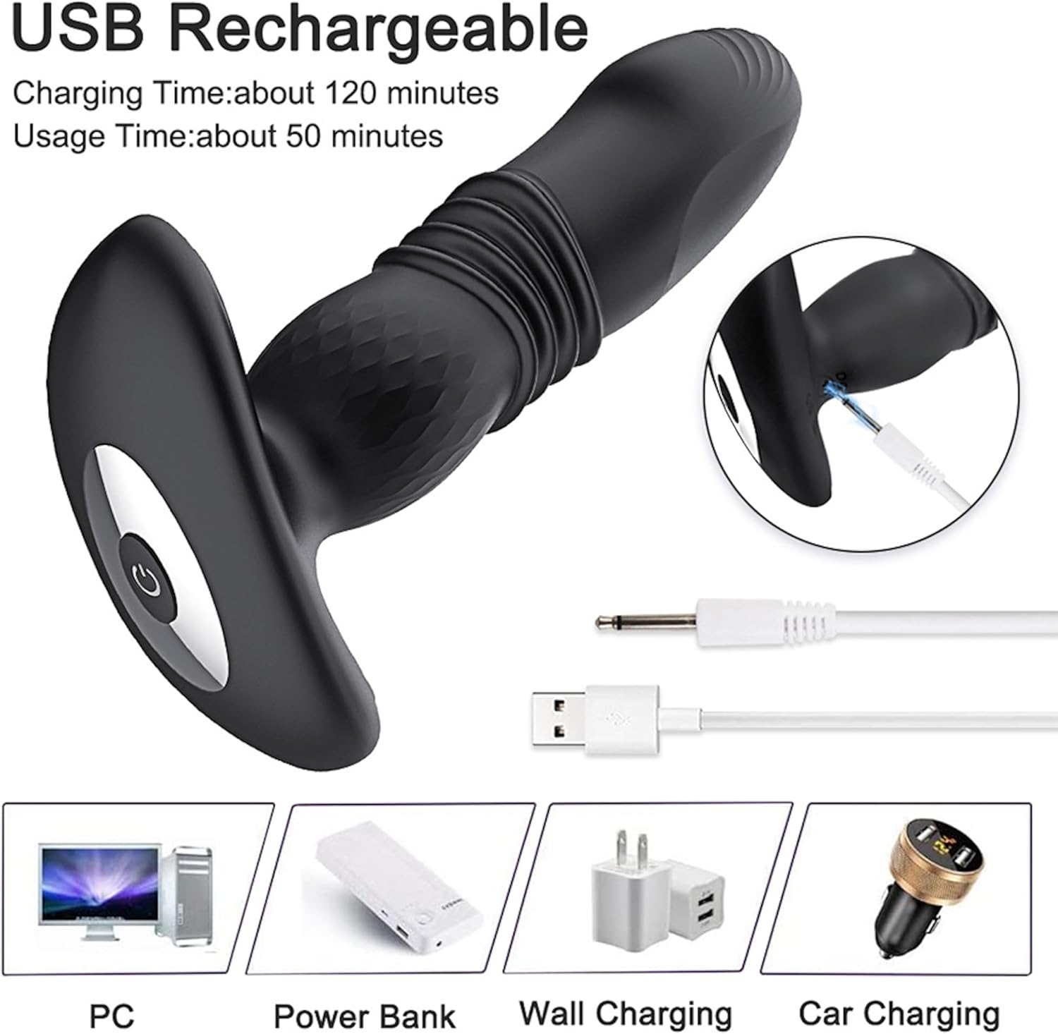 10 Thrusting Modes Stretching Tool with Automated Mechanism Men'S Training Extender, Plug Extender Docking Silicone Back Field Tail Massager, Bodybuilding Toys Portable Prostata Massaging image number 4