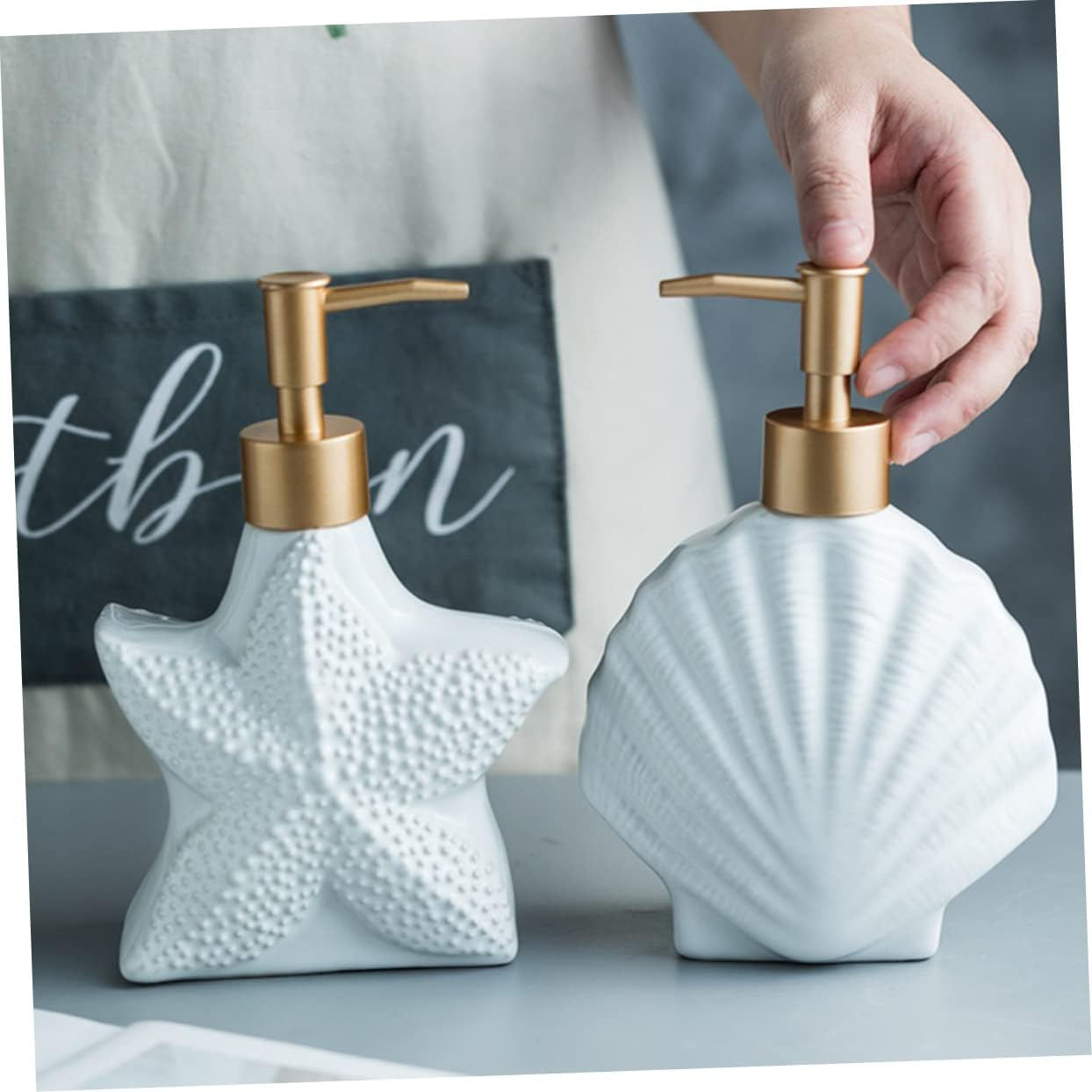 FELTECHELECTR Ceramic Bathroom Dispensing Bottle Hand Soap Pump Slim Compact Dispenser image number 2