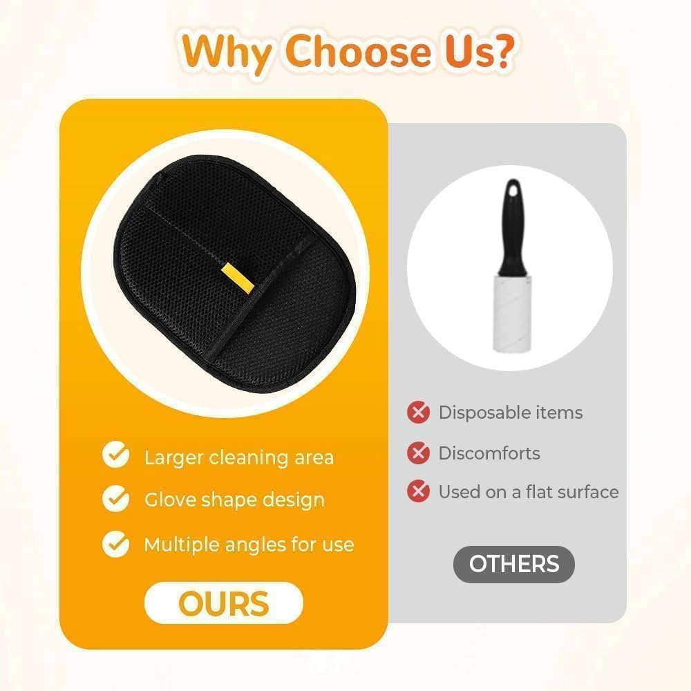 Pet Hair Removal Glove for Cats & Dogs, Upgrade Efficient Grooming Gloves for Pet Hair, Reusable Cat & Dog Hair Remover for Couch, Furniture, Carpet, Curtain (2PCS) - 1Pc image number 7