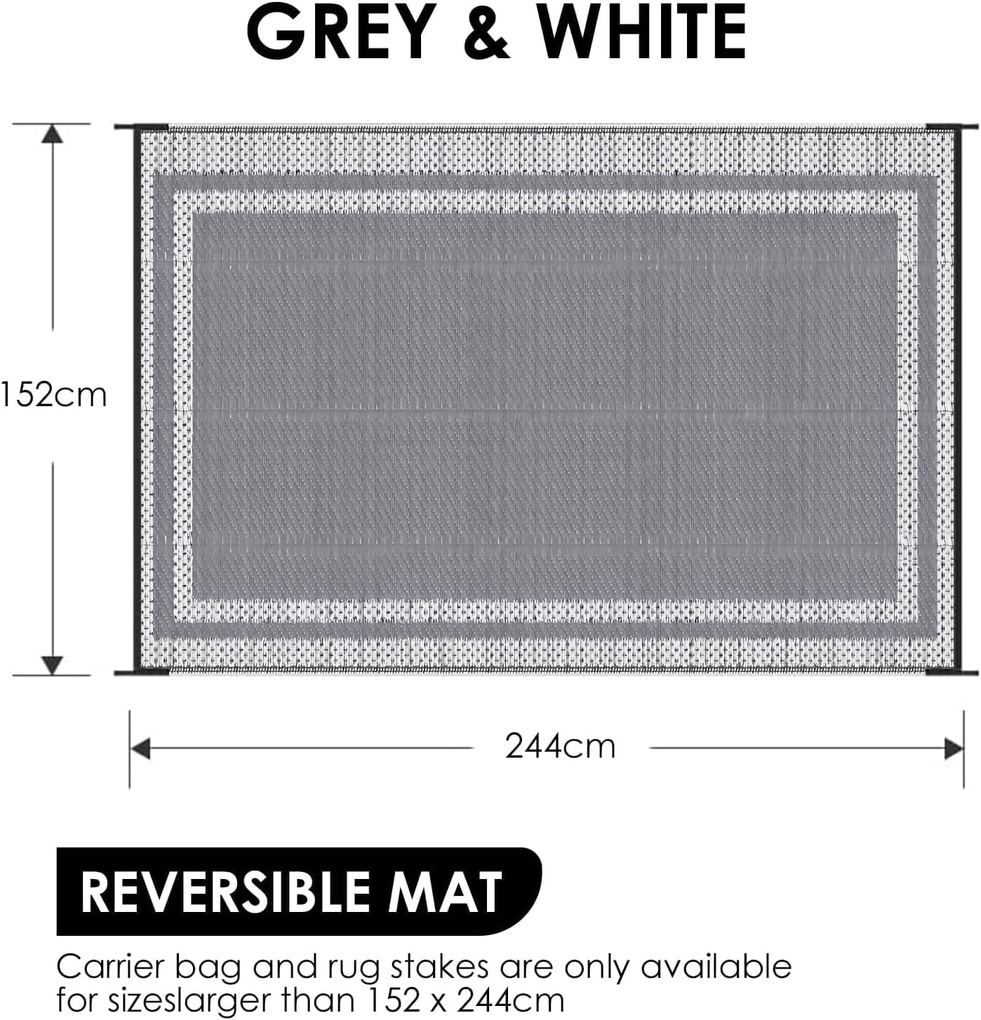 Large Waterproof Outdoor Rug for Patio, 152&times;244Cm Reversible Mat, Plastic Camping Rug for RV, Porch, Deck, Camper, Balcony, Backyard. (Bohemia, 152&times;244Cm) image number 1