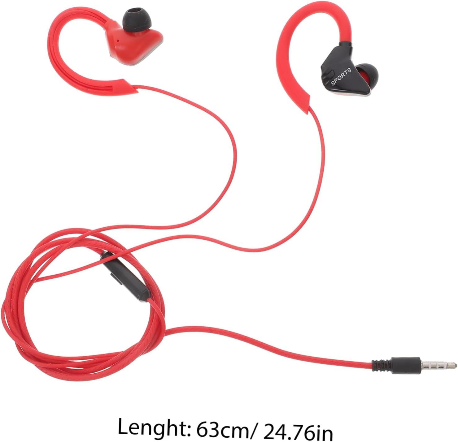 SHOWERORO Wired Earphones with 3.5Mm Jack, In-Ear Earbuds for Sports Running, Red Hanging Hook Headset with Bass for Mobile Phones image number 6