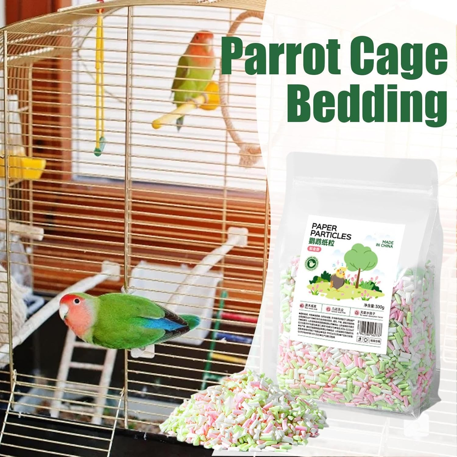 Bird Cage Litter - Natural Small Animal Bedding for Parrots | Low Dust Soft Wood Shavings | Odor Control Paper Supplies for Bird Cage, Guinea Pig Accessories Bedding for Healthy Clean Pet Habitat image number 4
