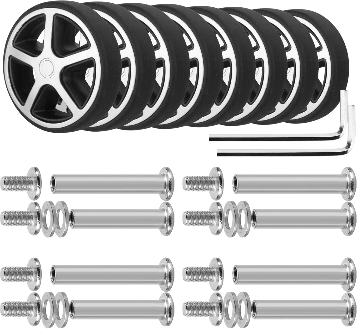 Volein Pack of 8 Suitcase Replacement Wheels Luggage Replacement Wheels Wear-Resistant Suitcase Wheels Rubber Replacement Wheels for Suitcases image number 5