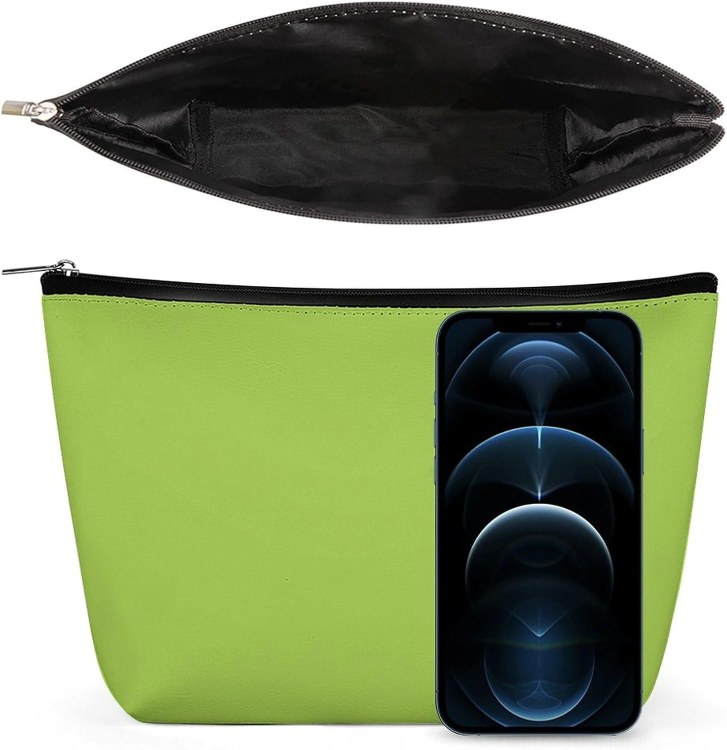 Travel Makeup Bag, Cosmetic Bags for Women Large Capacity Waterproof Toiletry Pouch Make up Organizer, Solid Lime Green, 6.8 X 5.9 X 2.3 Inches, Solid Lime Green image number 3