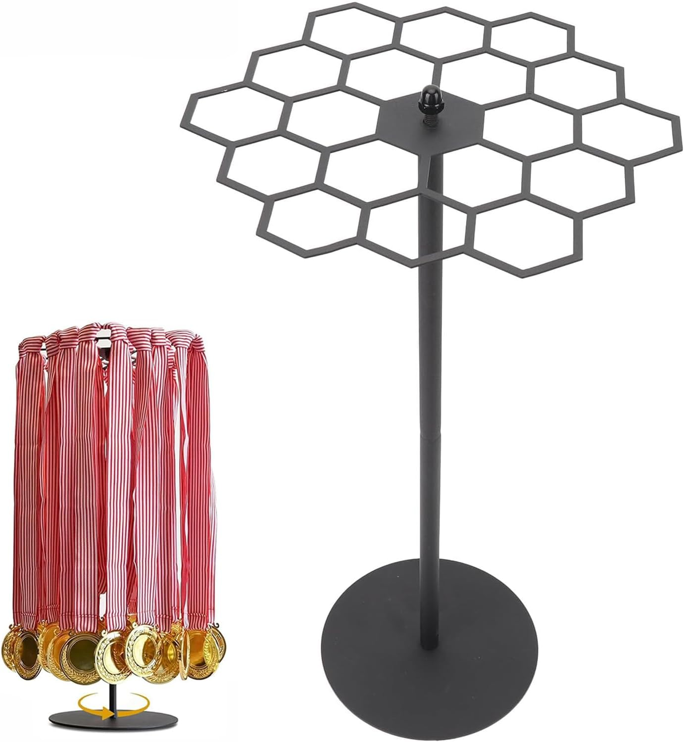 BEANPRECOY Rotatable Medal Hangers | Metal Medal Rack with 45-Medal Capacity | Tabletop Display Holder for Sports, Marathon Races & Runners | Sleek Black Design image number 6