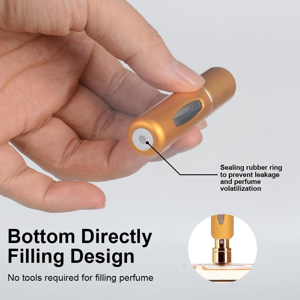 FOME Refillable Perfume Atomizer Bottle, Portable 5Ml Mini Refillable Perfume Spray Scent Pump Case Perfume Dispenser Pump Transfer Tool for Travel (3PCS)