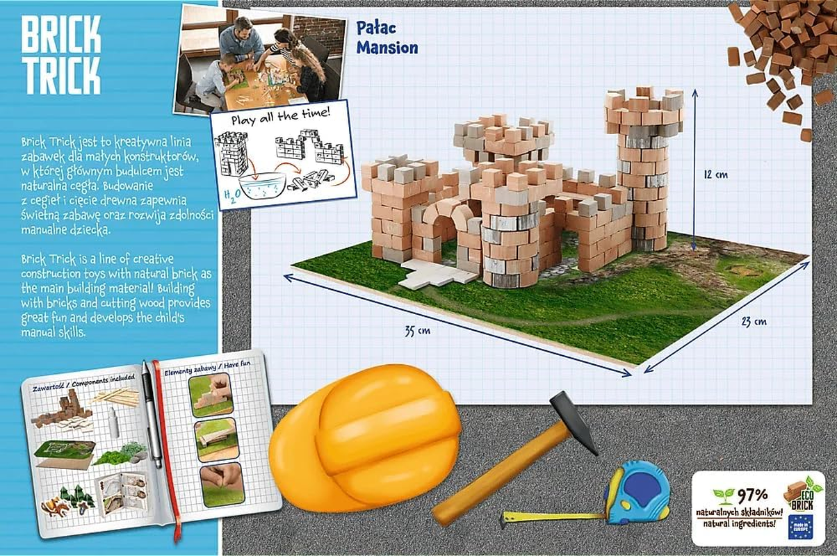 Trefl Brick Trick: Palace/Mansion - Building with Stones, Eco Bricks Made of Real Bricks, 350 Stones, Reusable, Creative Set for Children from 6 Years image number 2