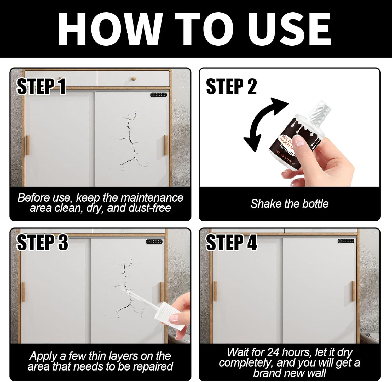 White Touch up Paint, White Touch up Paint for Walls, Used for Repairing Scratches on Furniture Cabinets and Floors image number 4