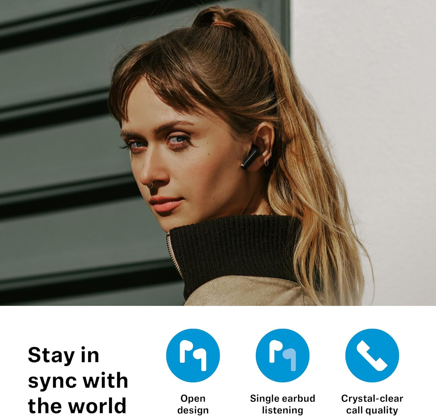 Sennheiser ACCENTUM Open Wireless Earbuds - Open Ear Buds Design, Dynamic Sound & Bluetooth 5.3, IPX4 Splash Protection, 28 Hours Battery Life, USB-C Charging Case, for Music, Travel, Black - Sakura image number 4