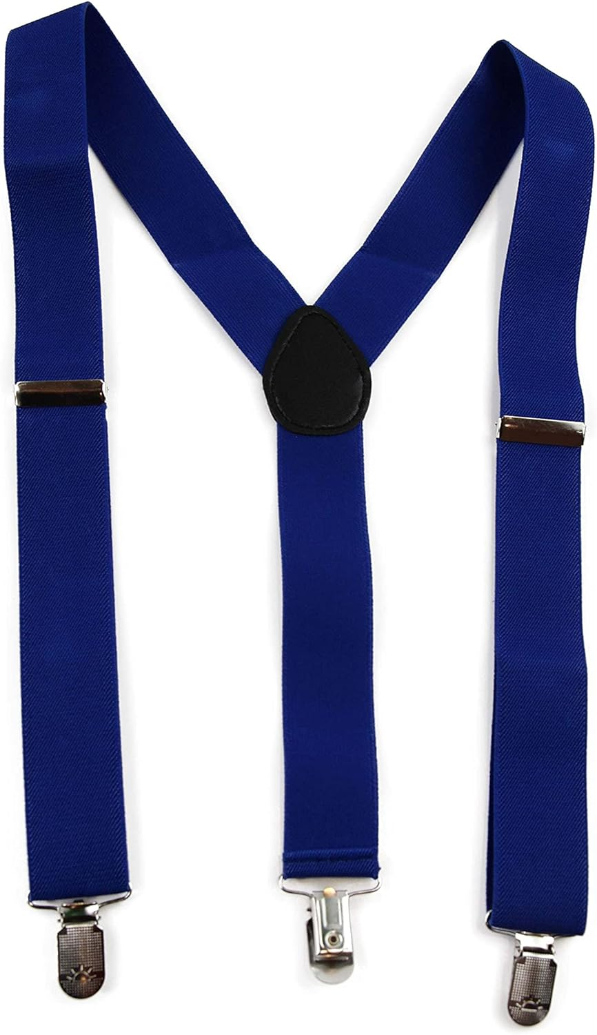 Wide Heavy Duty Adjustable 100Cm Blue Adult Mens Suspenders