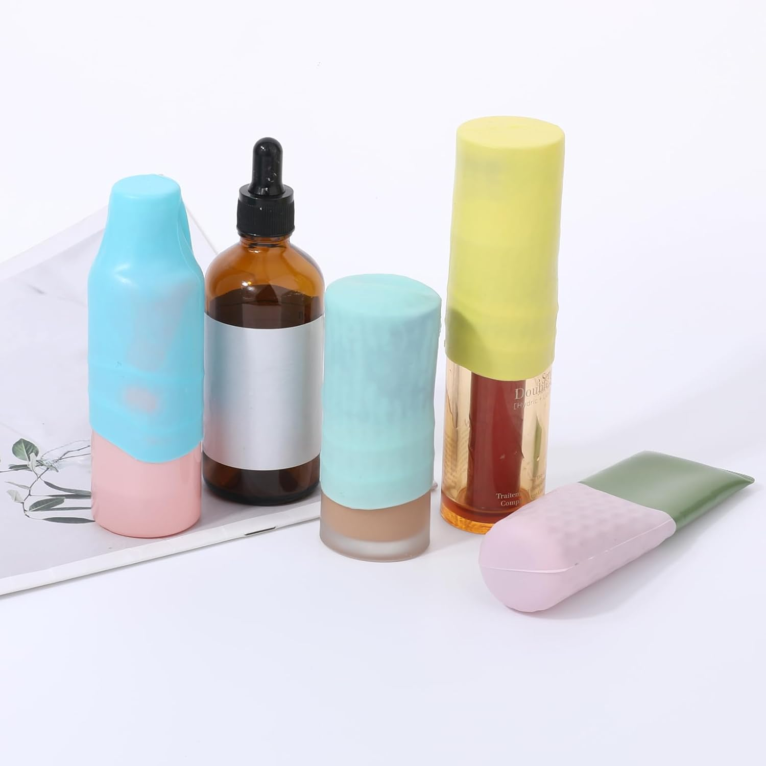 8Pcs Silicone Bottle Covers for Travel, Toiletry Skins for Leak Proof, Portable Leak Locks Travel Accessories, Cruise Ship Must Haves for Women Men, Toiletries for Various Travel Size Bottles image number 6