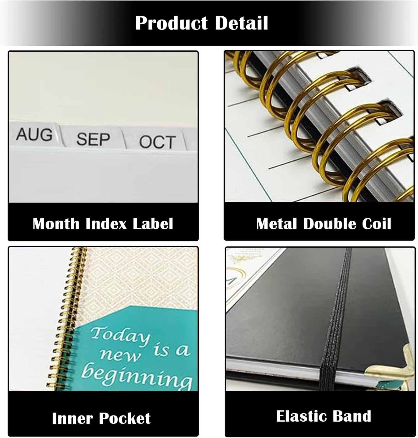 Lejapwat 2025 Planner with Monthly Tabs, Weekly and Monthly Diary Notebook, A5 Hardcover Planner with Inner Pocket from January 2025-December 2025 (Black) - Purple image number 5