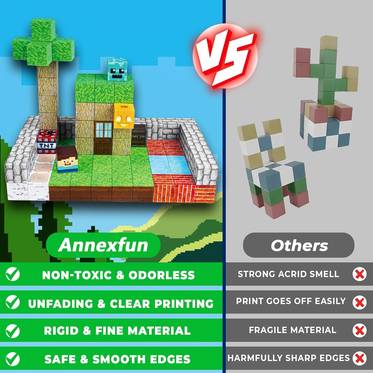 Magnetic Blocks-150Pcs Building Blocks, Magnetic Tiles Kids Build Cubes Constructionstoys 2025 Upgraded STEM Game Outdoor Toys, Christmas Birthday Gifts for Boys & Girls Ages 3+ image number 2