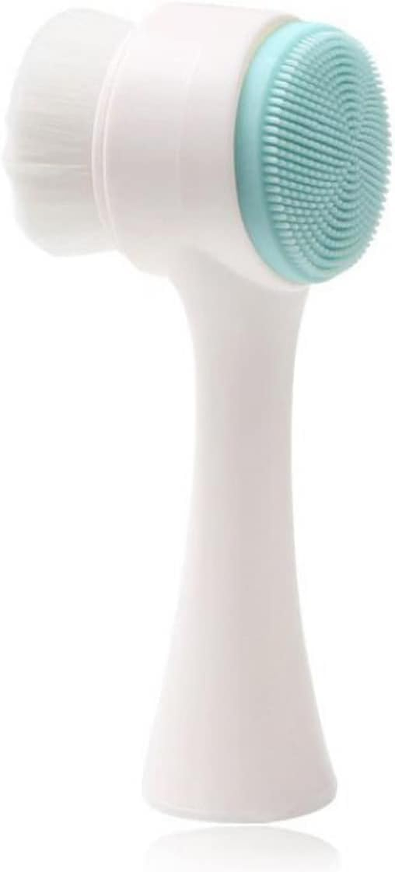 Double Sides Face Brush, 3D Stand Vertical Silicone Facial Wash Brush, 2 in 1 Facial Cleansing Brush Manual Dual-Action Face Brush for Acne, Clogged Enlarged Pores Sensitive Delicate, Dry Skins (Blue) (Pink)