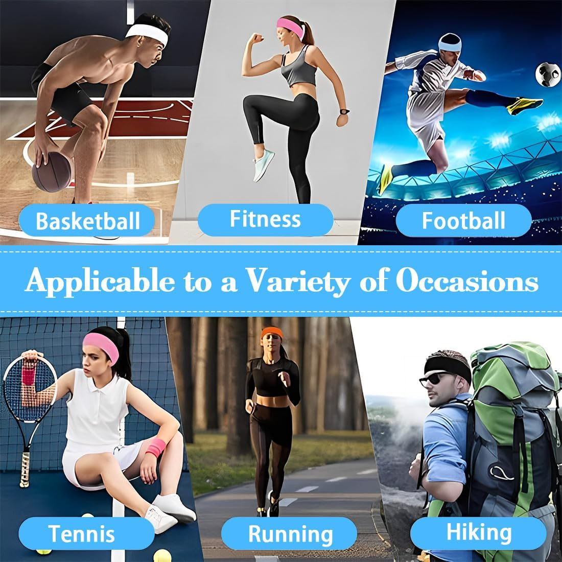 Pack of 10 Women'S Hair Bands, Wide Hair Band, Elastic Headband, Non-Slip Headband for Running, Cycling, Yoga, Fitness image number 5