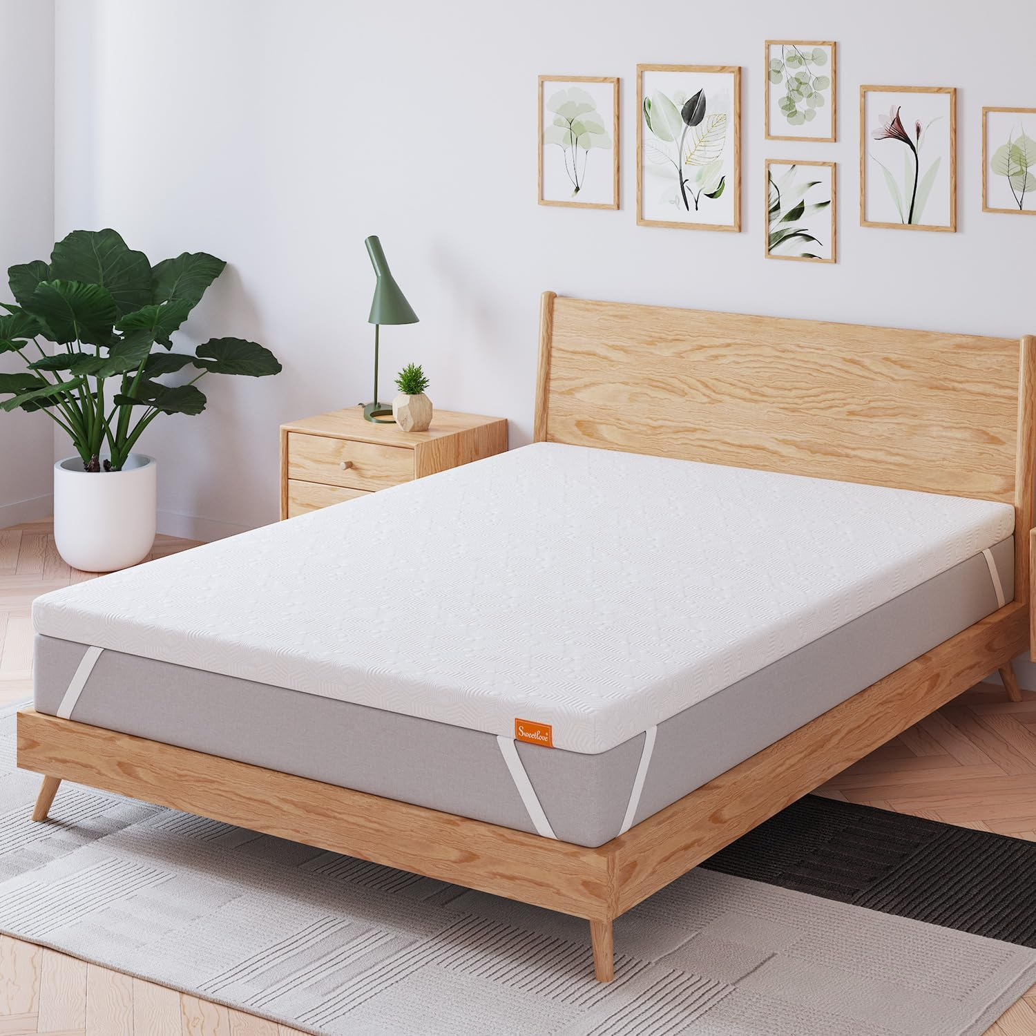 Sweetlove Queen Gel Memory Foam Mattress Topper - Premium Cooling Sleep & Pressure Relief - Non-Slip Design - Removable & Washable Cover - Certipur-Us Certified