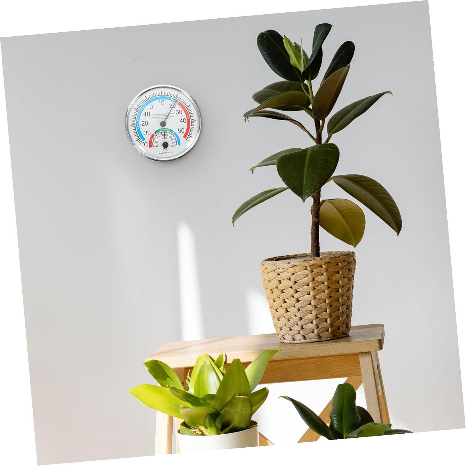 Bestonzon Indoor Outdoor Thermometer Hygrometer with Clear Scale Abs Material Compact Wall-Hanging Temperature Humidity Gauge for Patio Garden Home Use