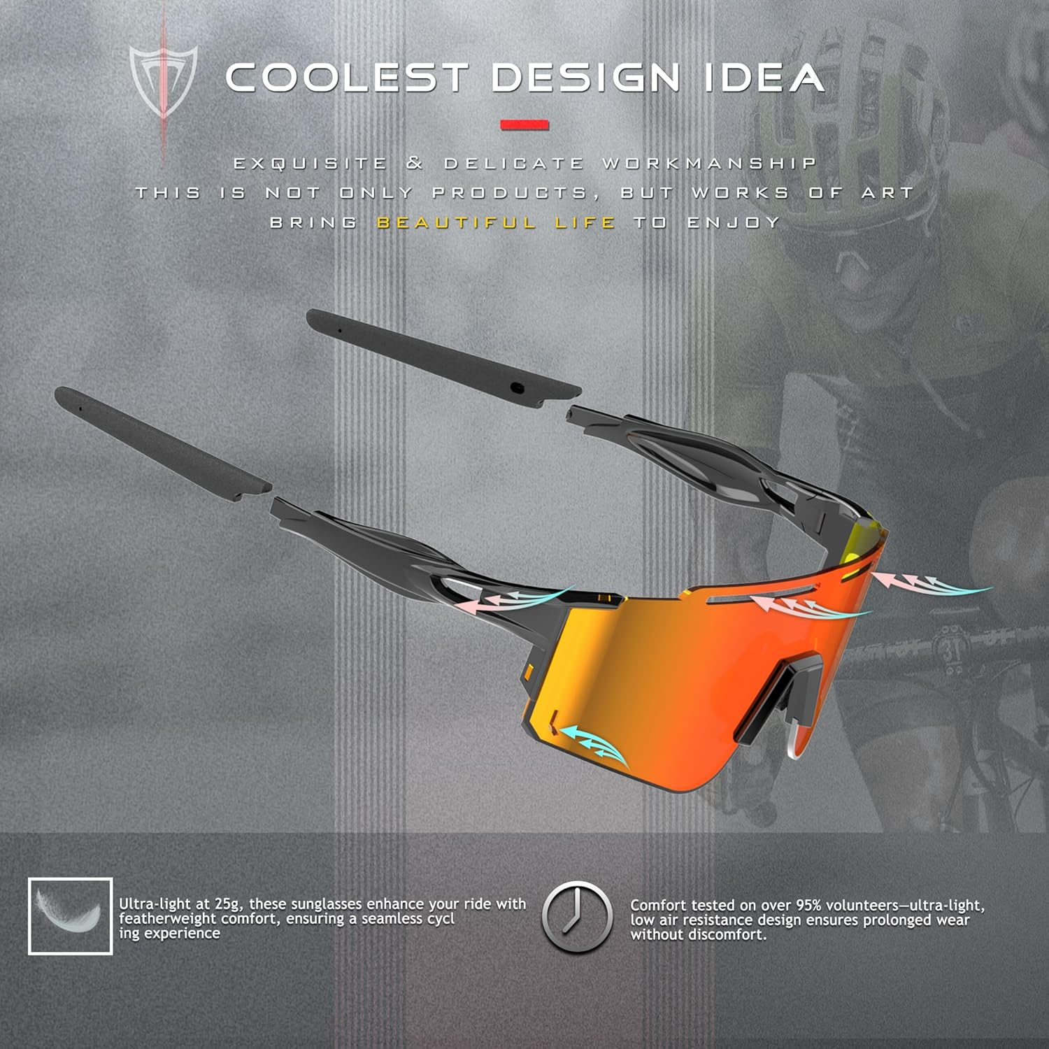 ATTCL Sports Sunglasses Polarized for Men Women: Shockproof Wraparound Running Sunglasses UV400 Protection for Cycling Fishing Golf Baseball Driving image number 5