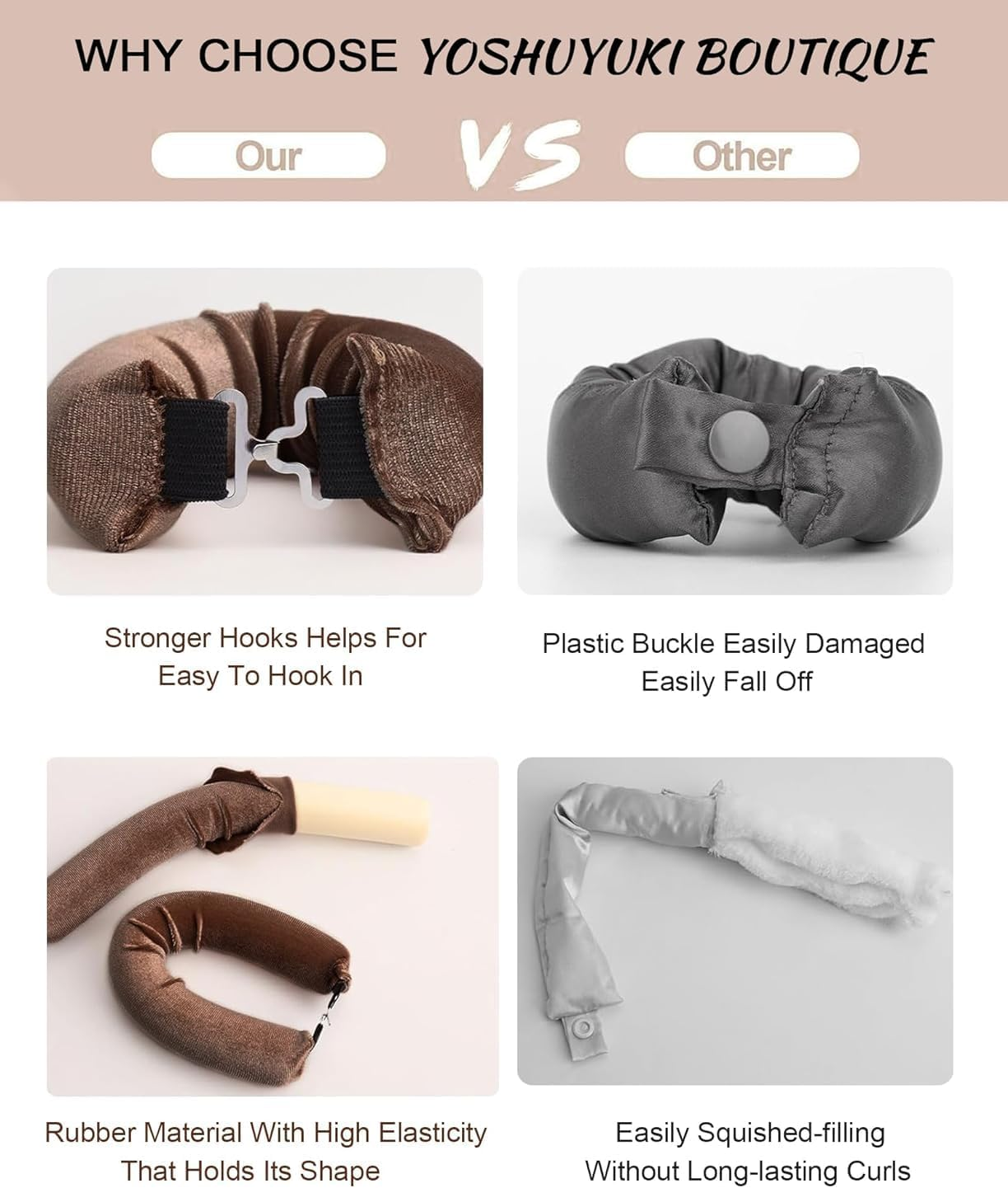 Migugaga Heatless Hair Curler to Sleep Heatless Curls Overnight Blowout Rods Headband No Heat Curlers Curling Set, Jumbo Rods Foam Hair Rollers for Fine Thin Hair Big Curls Styling Tools - Brown image number 5