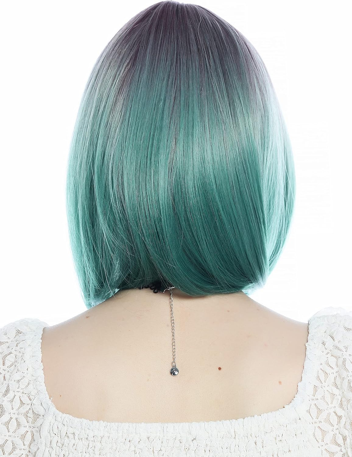 WIG ME up - SZL0842-T-007 Women'S Wig Short Straight Long Bob Bob Fringe Purple Green