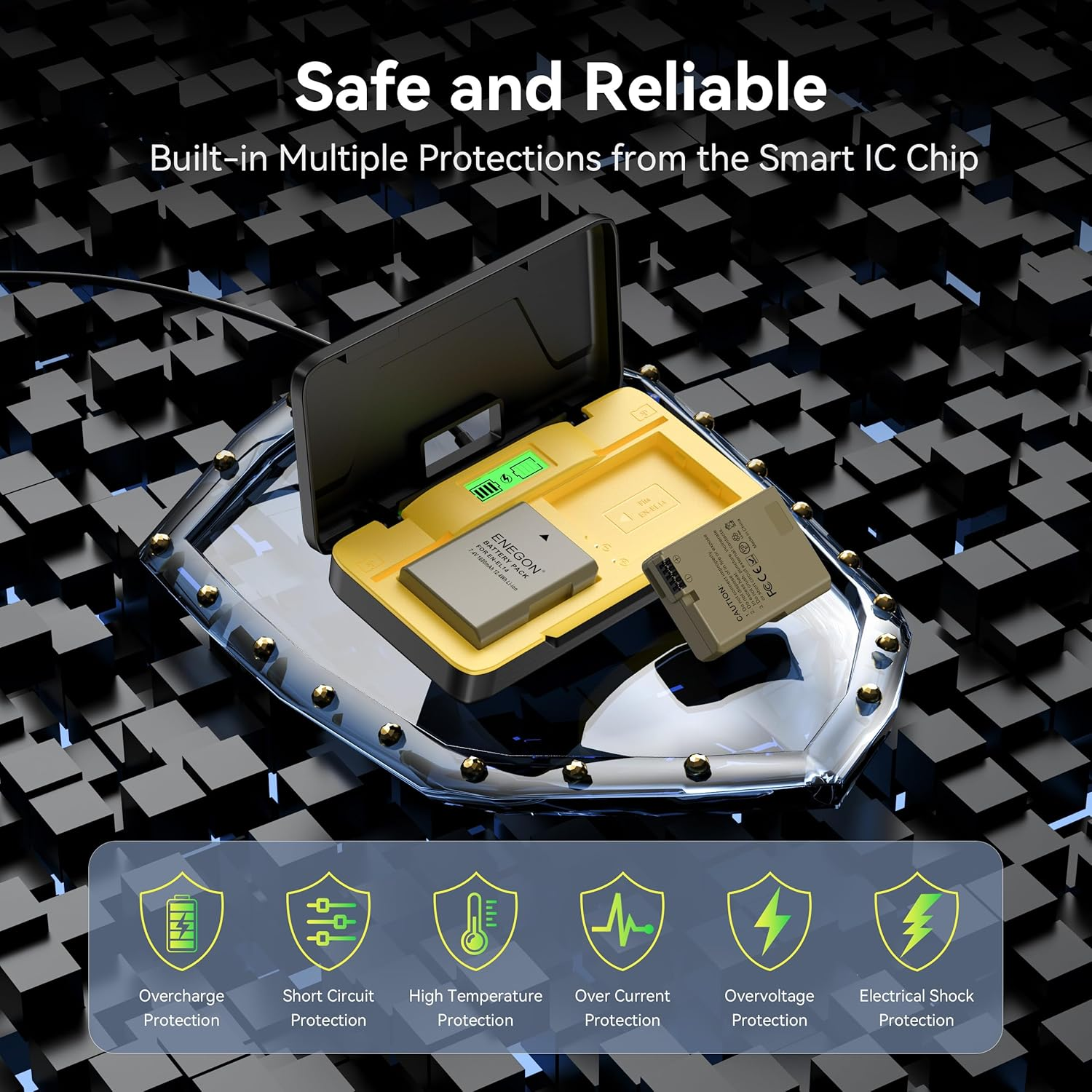 ENEGON EN-EL14 20W Dual Battery Storage Fast Charger Set (2X 1680Mah) Compatible with Nikon D3100, D3200, D3300, D3400, D3500, D5100, D5200, D5300, D5500, D5600, LCD Display image number 1