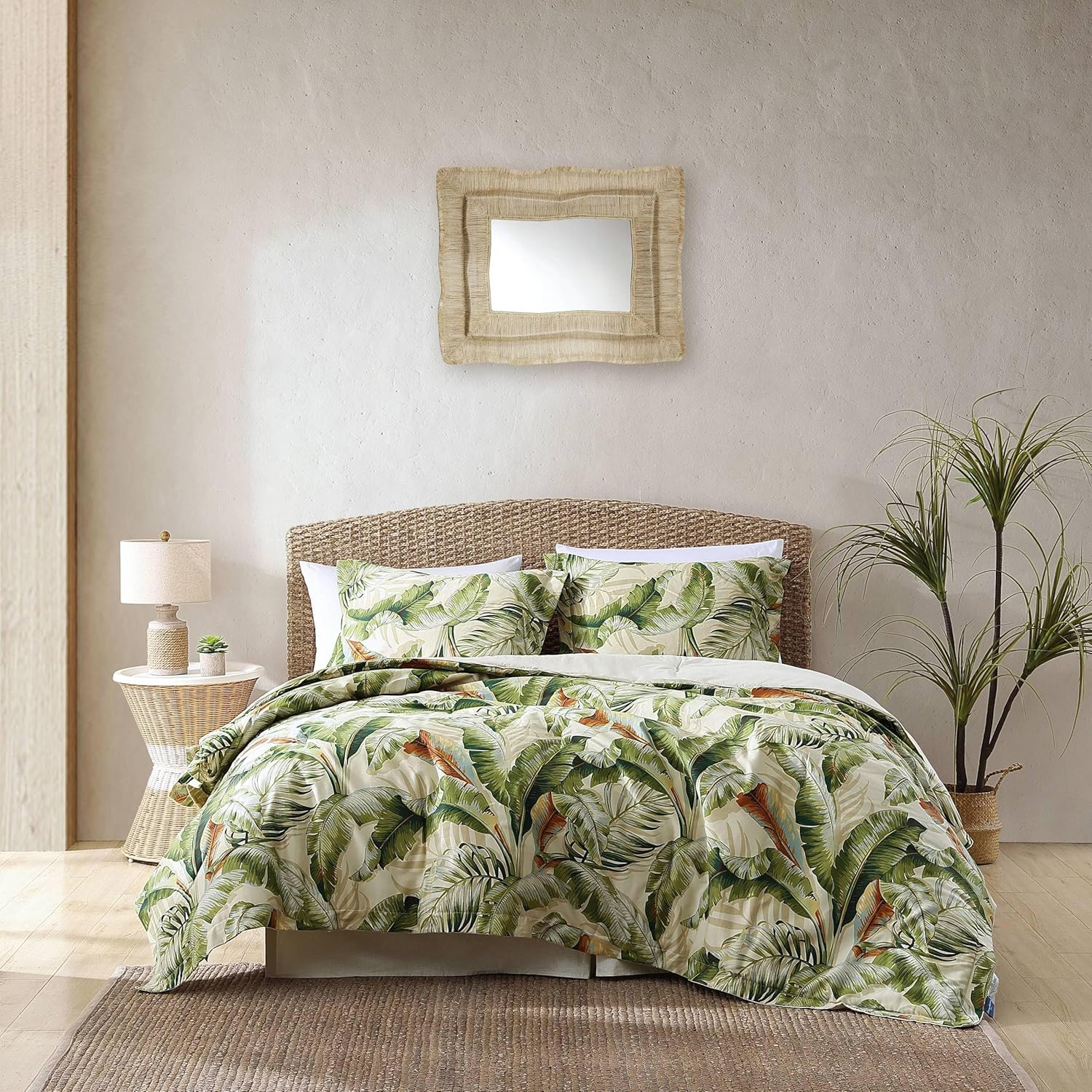 Tommy Bahama - California King Comforter Set, Cotton Sateen Bedding with Matching Shams & Bedskirt, Home Decor for All Seasons (Palmiers Green, California King)