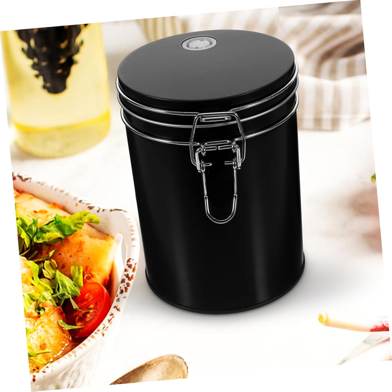 UTHCLO Sealed Tinplate Storage Canister Jar for Coffee Beans Tea Leaves Snacks Easy to Clean Wide Mouth Design for Kitchen Home Bakery Use image number 4