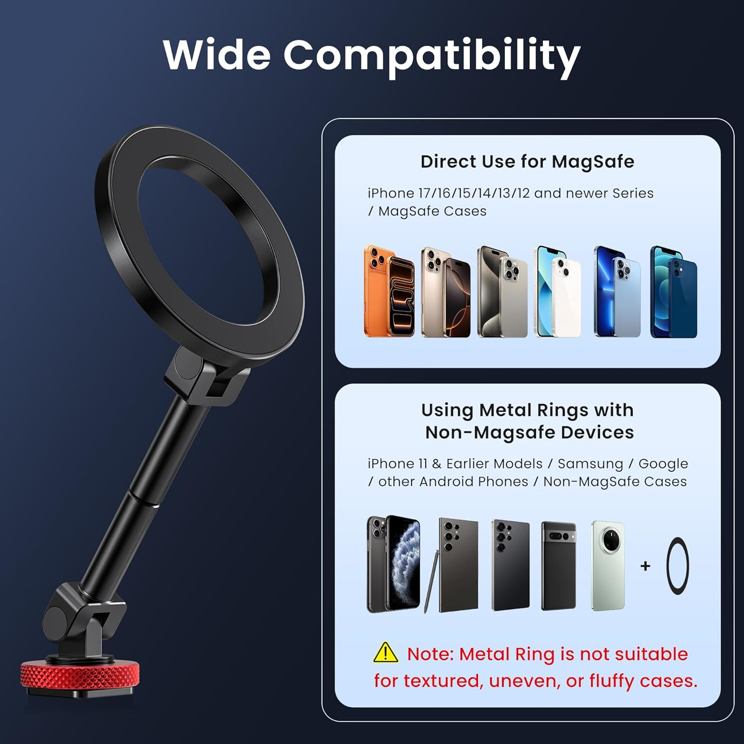 Itramax Magnetic Phone Tripod Mount,360&deg; Rotatable Mag/Safe Cold Shoe Tripod Phone Adapter Holder with 1/4" Threaded Hole for Iphone 17 Pro Max 16 15 plus 14 13 12,Samsung,Canon Nikon Sony DSLR Camera image number 4