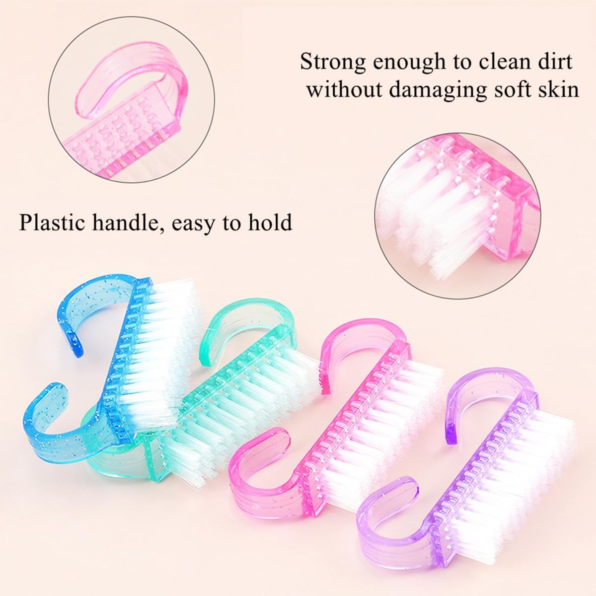 8Pcs Mini Fingernail Scrub Cleaning Brushes, Handle Grip Nail Brush,Cleaning Brushes for Toes and Nails Cleaner(Multicolor) image number 3