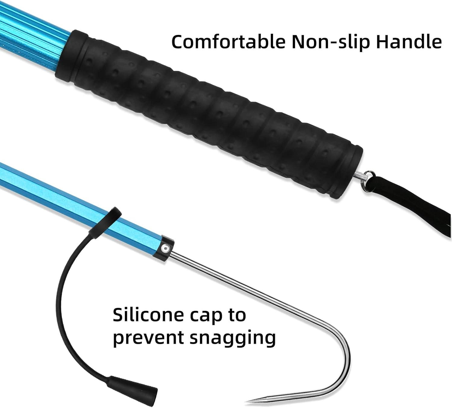 KOMCLUB Telescopic Fishing Gaff, Aluminum Fishing Spear Hook Tackle, Portable Fish Gaff Pole with Nonslip Handle, for Freshwater and Saltwater Fishing Offshore, Float When Extending image number 3