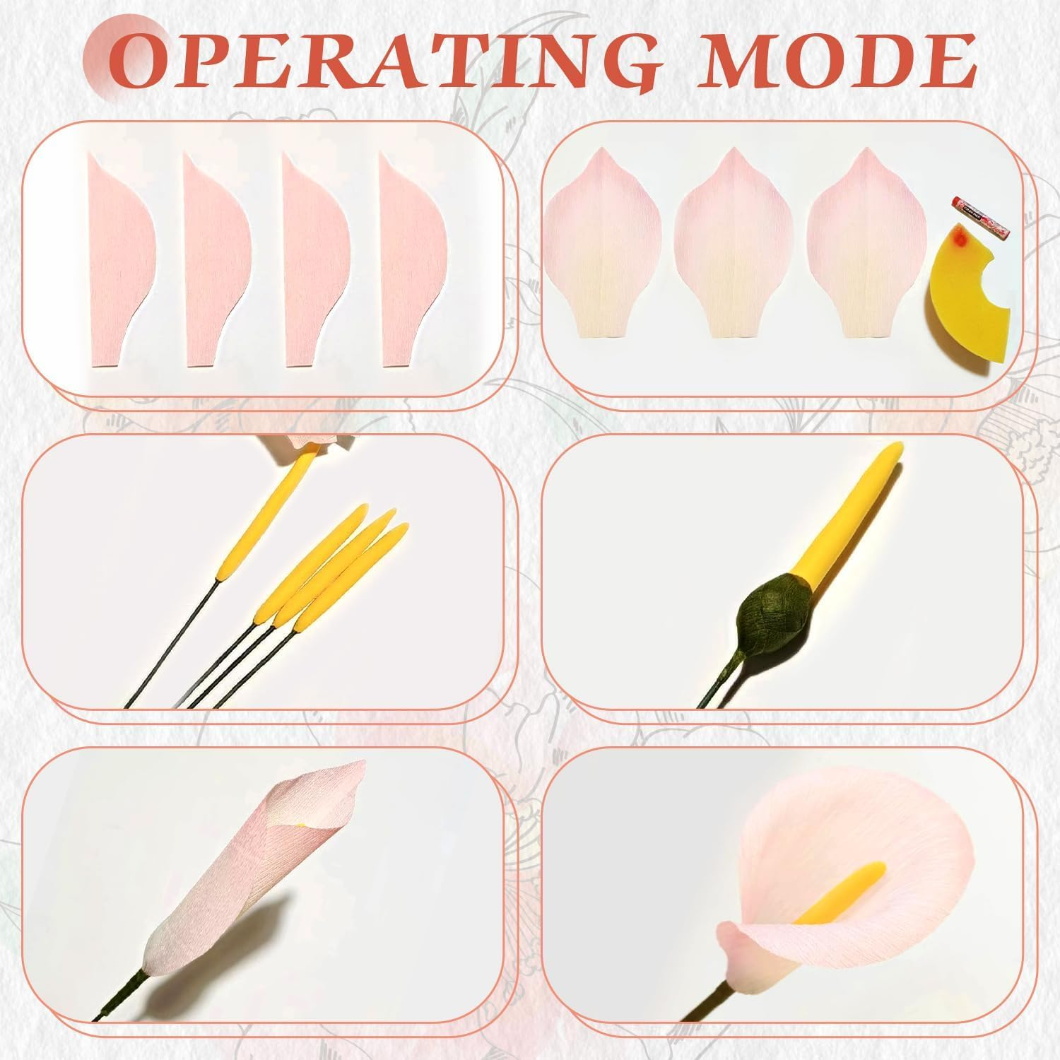 Crepe Paper - 6 Rolls, Red, 10 Inch Wide, Streamers, Flower Making Kits, Green Floral Tape and Floral Stem Wire for Wedding, Festival, Party, DIY Flower Crafts image number 3