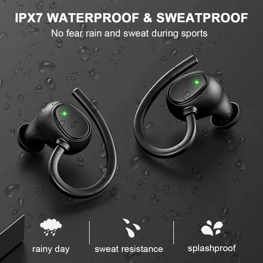Drsaec Wireless Earbuds, Headphones Running Bluetooth 5.3 in Ear with HD Mic, Earphones Sport IP7 Waterproof 48H Noise Cancelling Buds Deep Bass/Usb-C/Led[ Upgrade] Black I21 image number 6