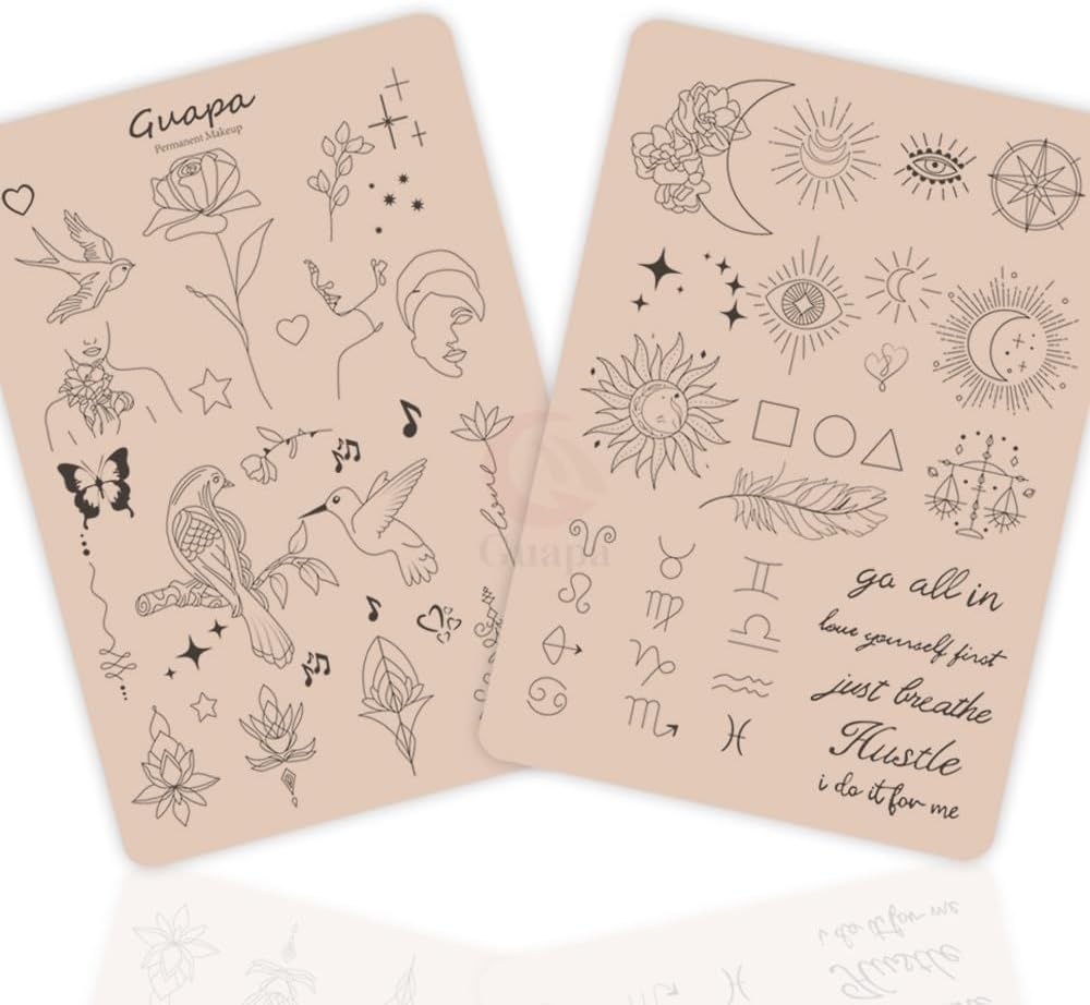 3PCS Rasmet Silicone Tattoo Training Pad 1.5Mm Thickness Double Sided Pre-Printed Gray Design Fine Line Tiny Tattoo Practice Skin for Tattoo Line Practice Tattoo Shading